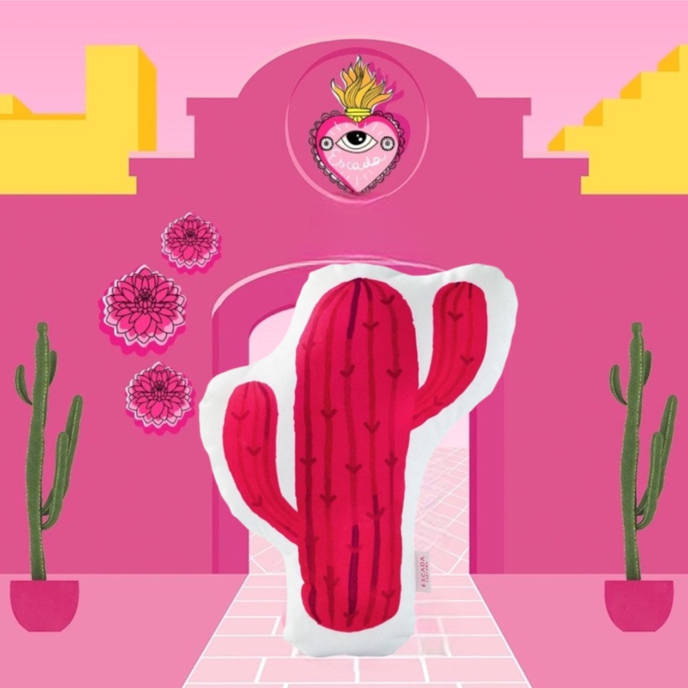 Escada Pink Cactus Throw Pillow